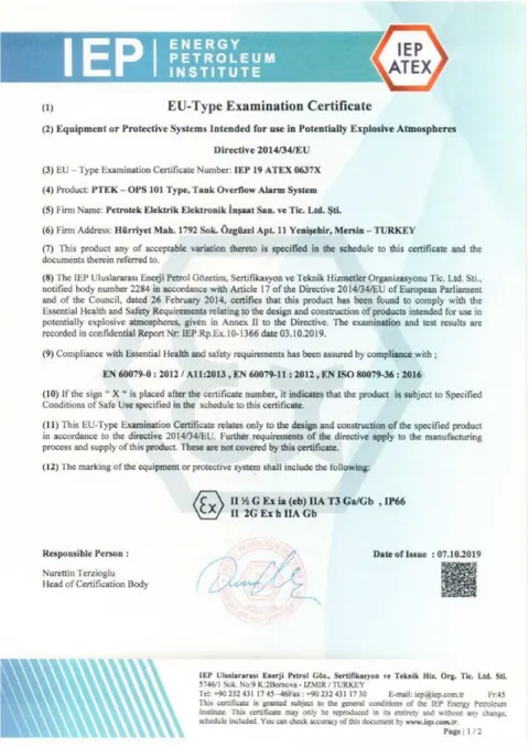 IEP Certificate sertifikası — PetroTek