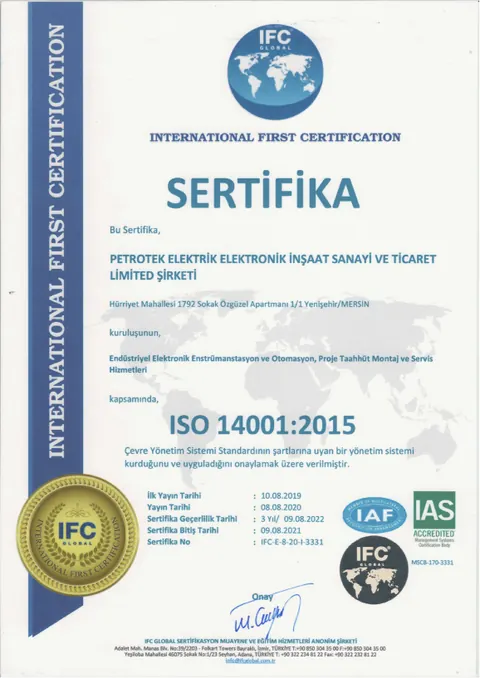 ISO 14001:2015 sertifikası — PetroTek