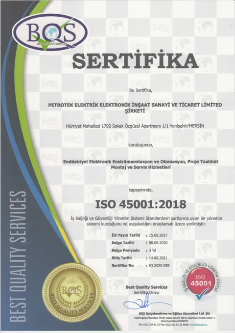 ISO 45001:2018 sertifikası — PetroTek