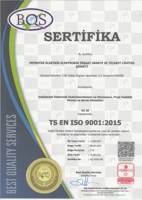 TS EN ISO 9001:2015 sertifikası — PetroTek